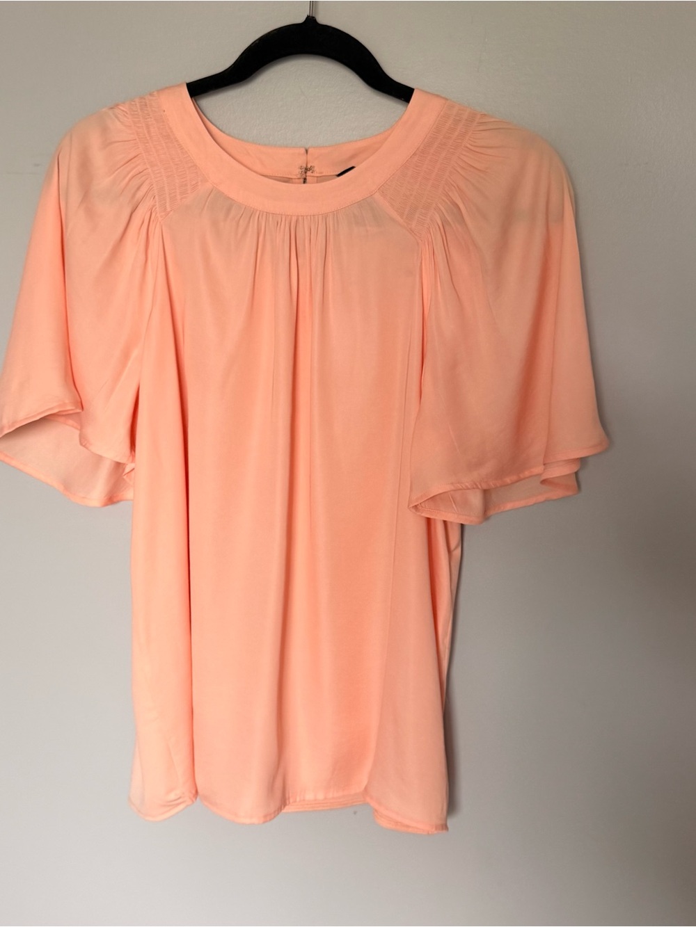 Ann Taylor NWT Women’s Salmon Blouse Sz M Petite Bell Sleeve
